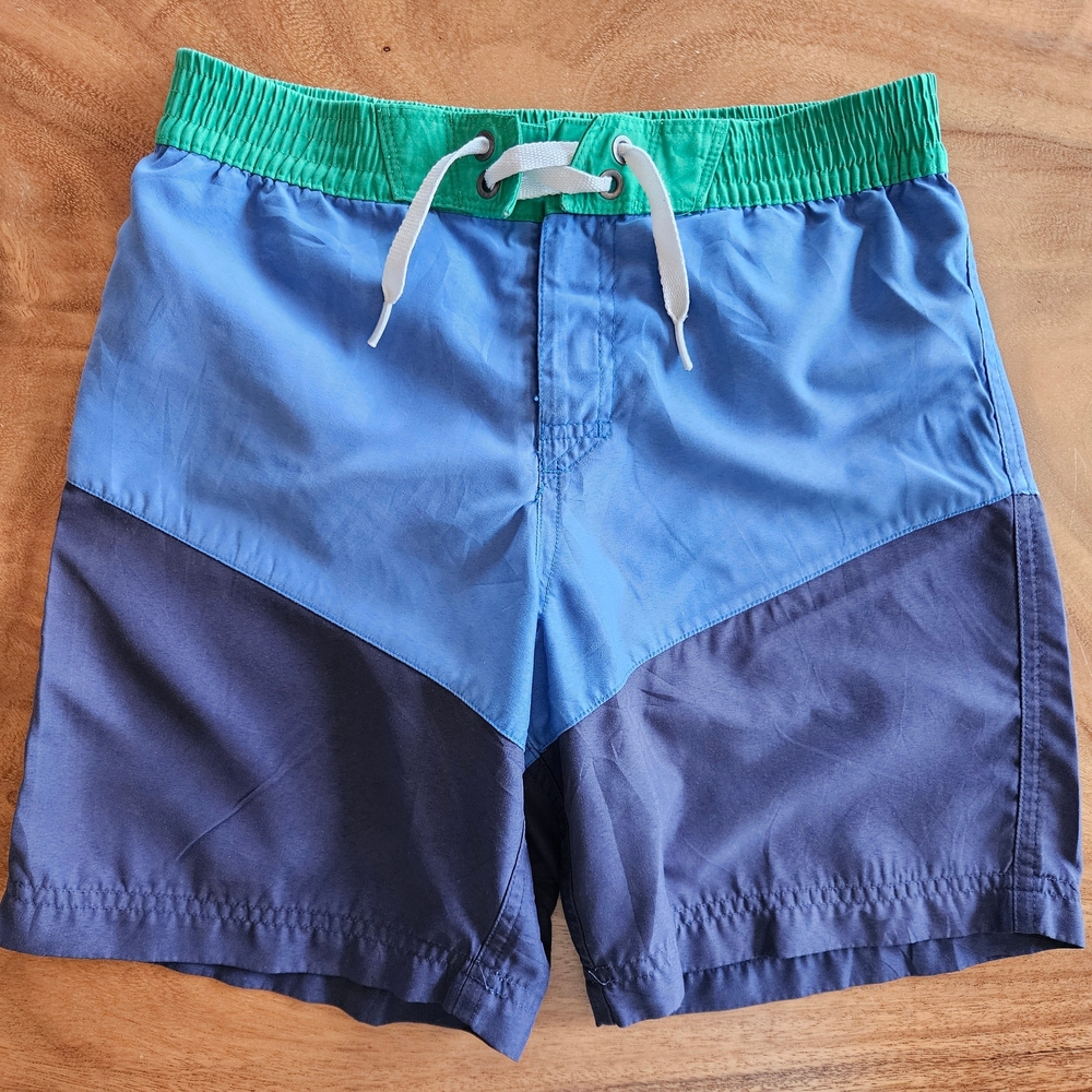 Hanna Andersson Size 8 Blue Green Boys Swim Shorts 130cm